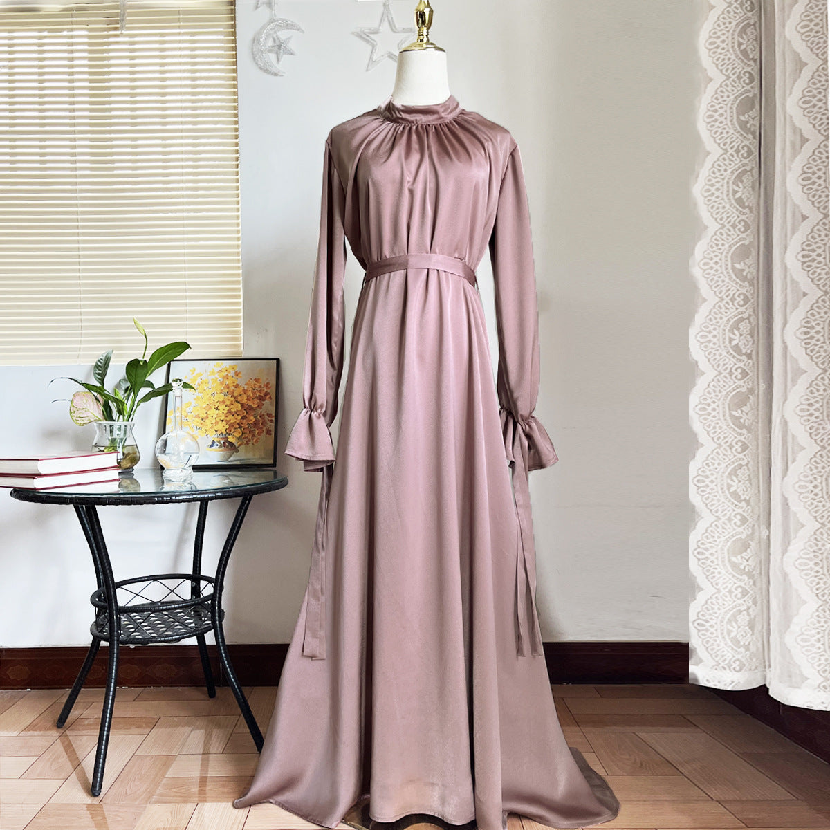 Women's Graceful Satin Tied Dress